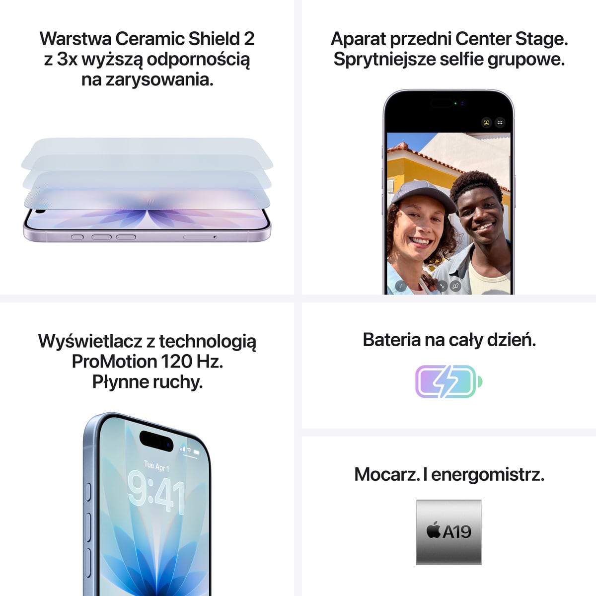 Apple iPhone 17 256GB Biały (White) - Outlet  - najważniejsze cechy