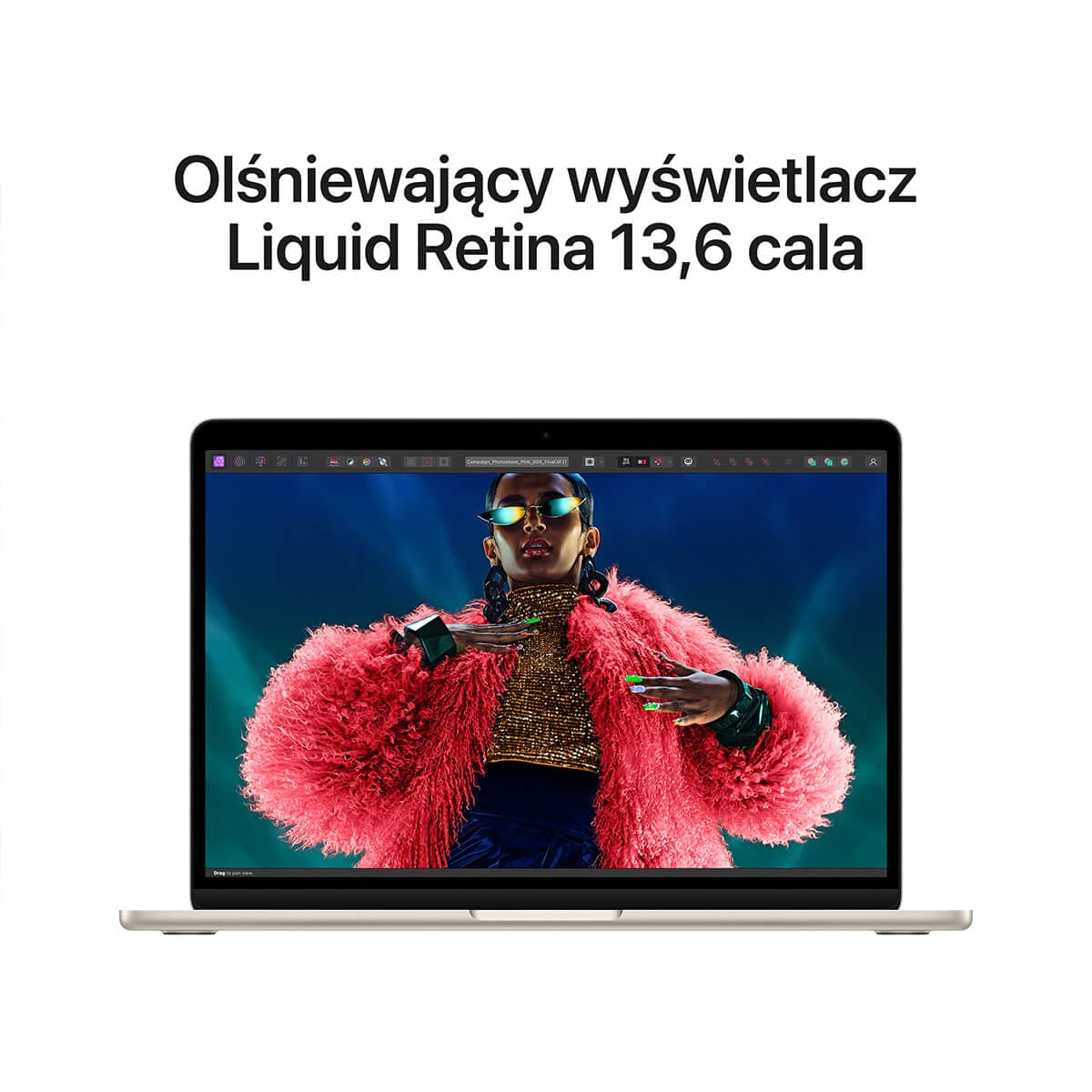 Apple MacBook Air 13 M3 8-core CPU + 10-core GPU / 16GB / 512GB SSD / Klawiatura US / Księżycowa poświata (Starlight) + Tomtoc Defender-A13 Zestaw Pokrowiec i organizer na kable - Ciemnoszary (Dark Gray)
