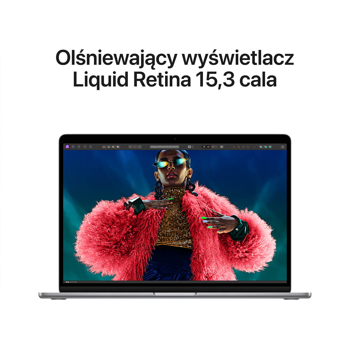 Apple MacBook Air 15 M3 8-rdzeniowy CPU + 10-rdzeniowy GPU / 16GB / 256GB SSD / Gwiezdna szarość (Space Gray) - wyswietlacz