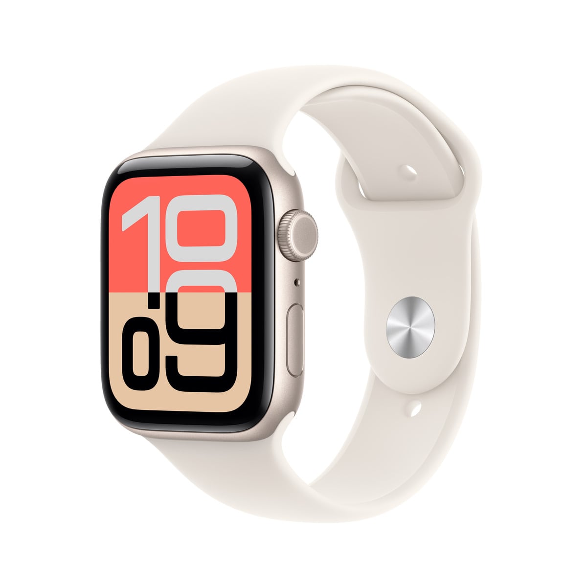 Apple Watch SE 3 GPS + Cellular Koperta 44mm z Aluminium w kolorze Księżycowej poświaty z Paskiem sportowym w kolorze Księżycowej poświaty - S/M