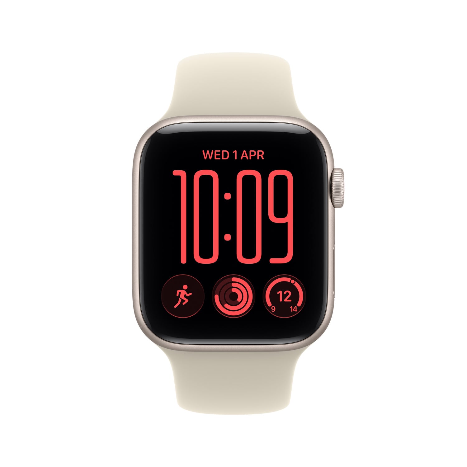 Apple Watch SE 3 GPS Koperta 40mm z Aluminium w kolorze Księżycowej poświaty z Paskiem sportowym w kolorze Piasku - S/M - zestaw