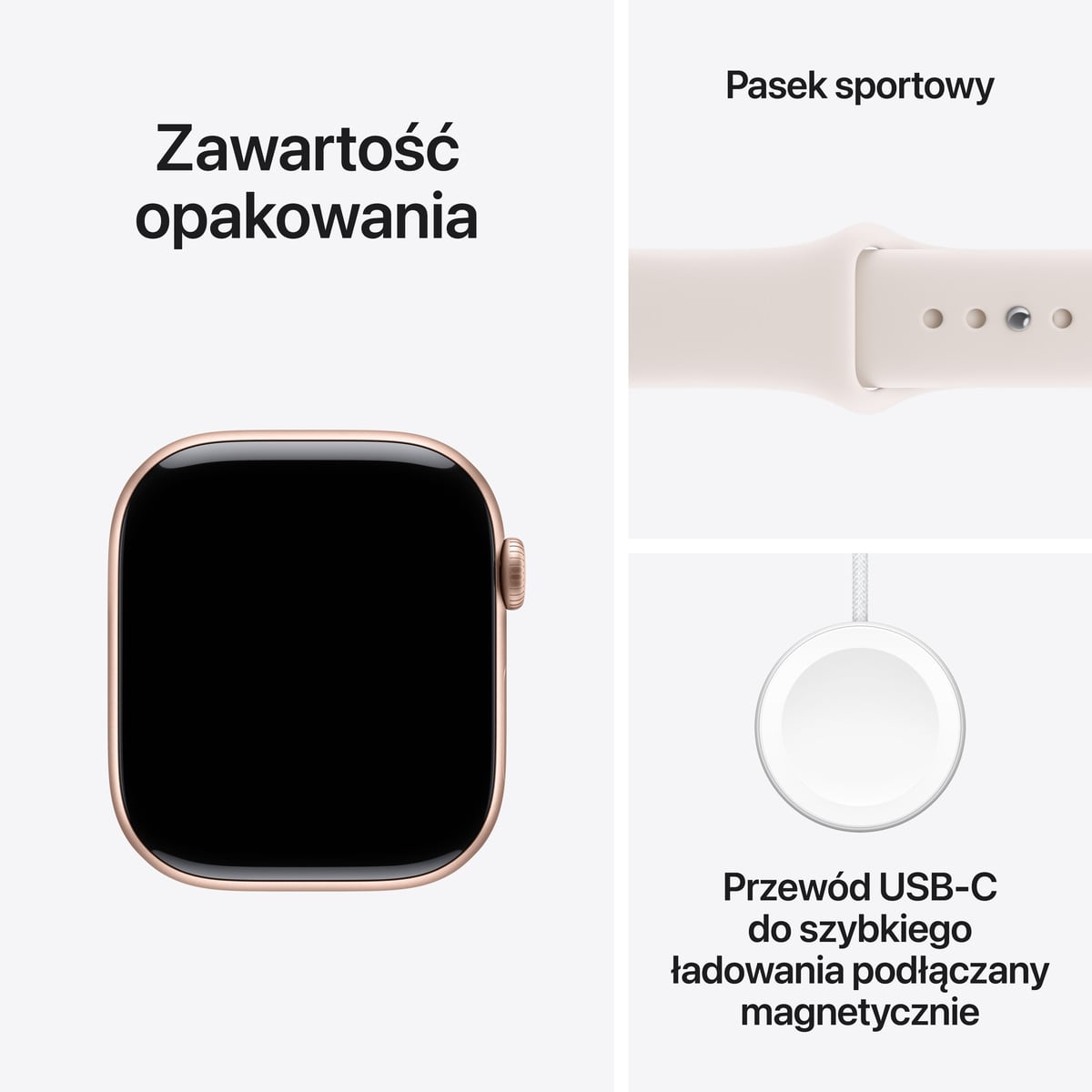 Apple Watch Series 11 GPS + Cellular Koperta 42mm z Aluminium w kolorze Różowego złota z Paskiem sportowym w kolorze Łagodnego różu - S/M - zawartość pudełka