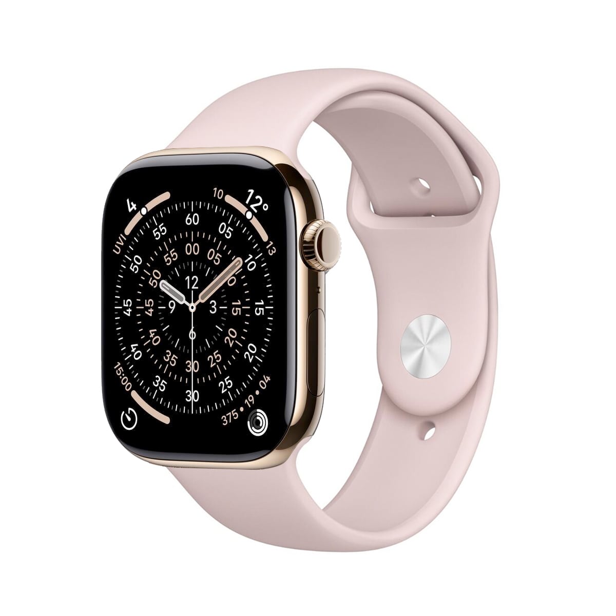 Apple Watch Series 11 GPS + Cellular Koperta 42mm z Tytanu w kolorze Złotym z Bransoletą Mediolańską w kolorze złotym - S/M + Pasek sportowy w kolorze piaskowego różu - rozmiar S/M/L Apple Watch Series 11 GPS + Cellular Koperta 42mm z Tytanu w kolorze Złotym z Bransoletą Mediolańską w kolorze złotym - S/M + Pasek sportowy w kolorze piaskowego różu - rozmiar S/M/L