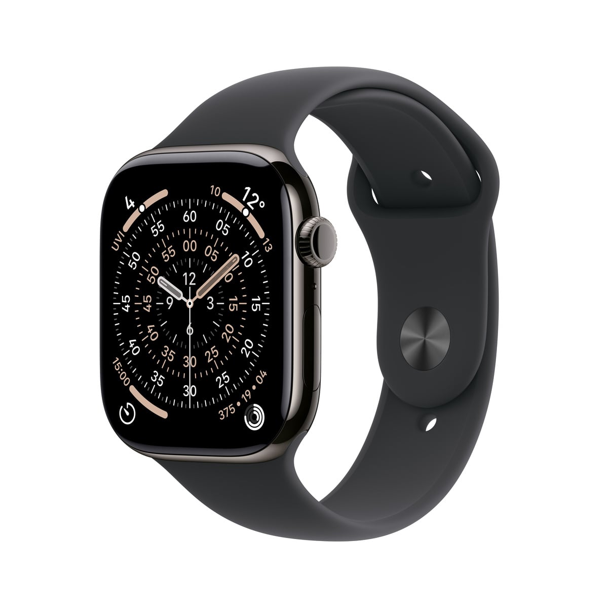 Apple Watch Series 11 GPS + Cellular Koperta 46mm z Tytanu w kolorze Łupku z Paskiem Sportowym w kolorze czarnym - M/L