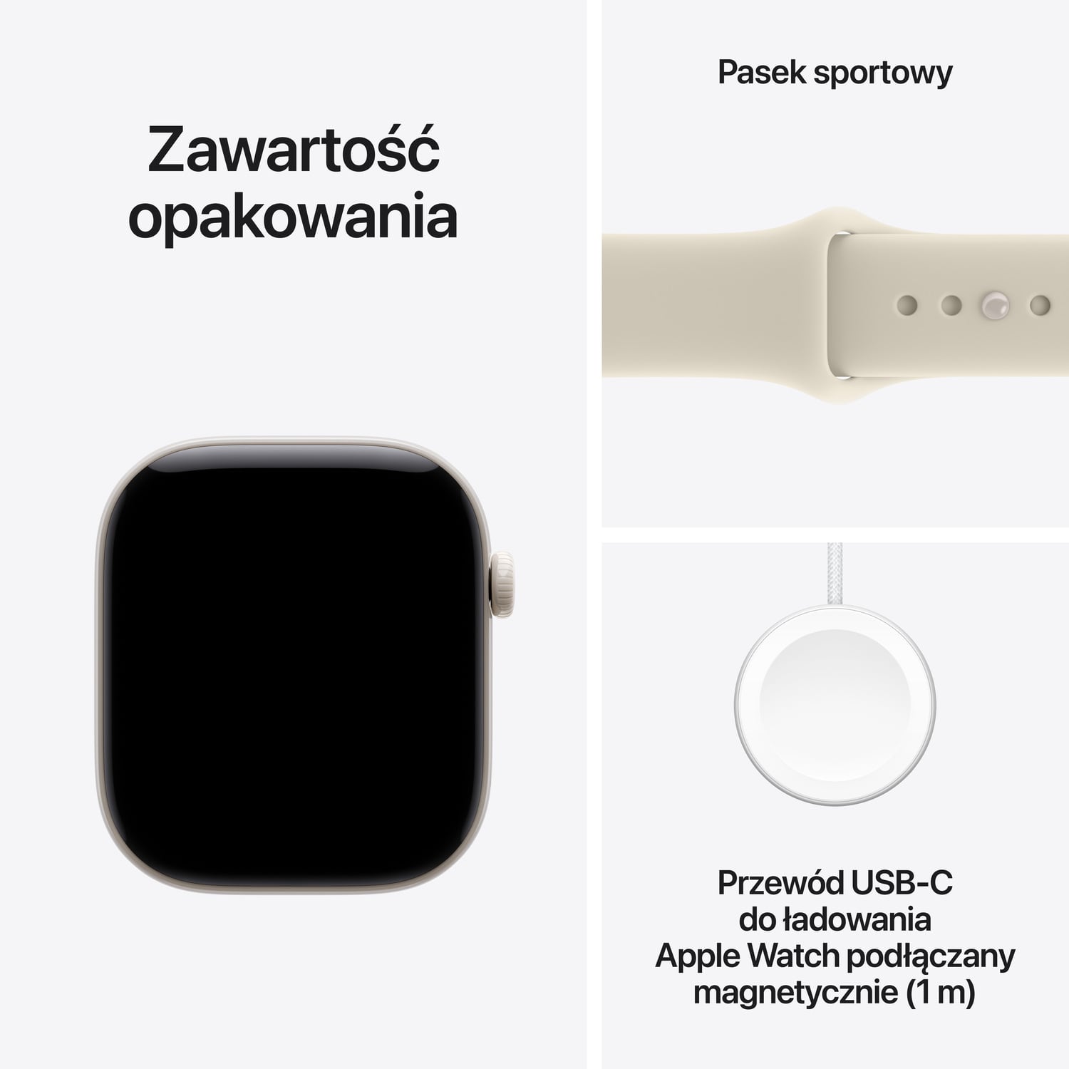 Apple Watch Series 12 GPS + Cellular Koperta 42mm z Ceramiki w kolorze Białej perły z Paskiem sportowym w kolorze Piasku - M/L - zestaw