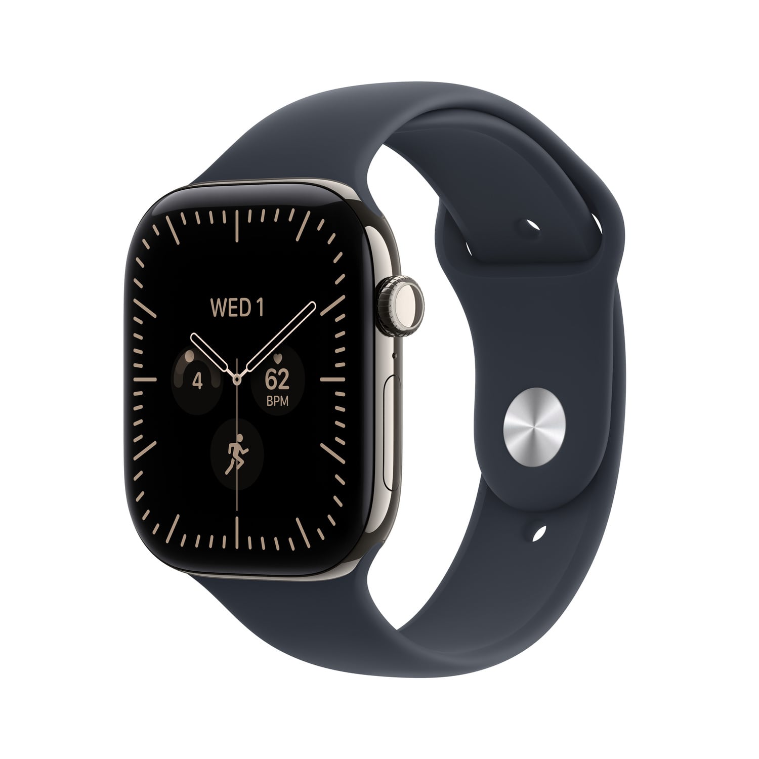 Apple Watch Series 12 GPS + Cellular Koperta 42mm z Tytanu w kolorze Naturalnym z Paskiem sportowym w kolorze Granatu - S/M