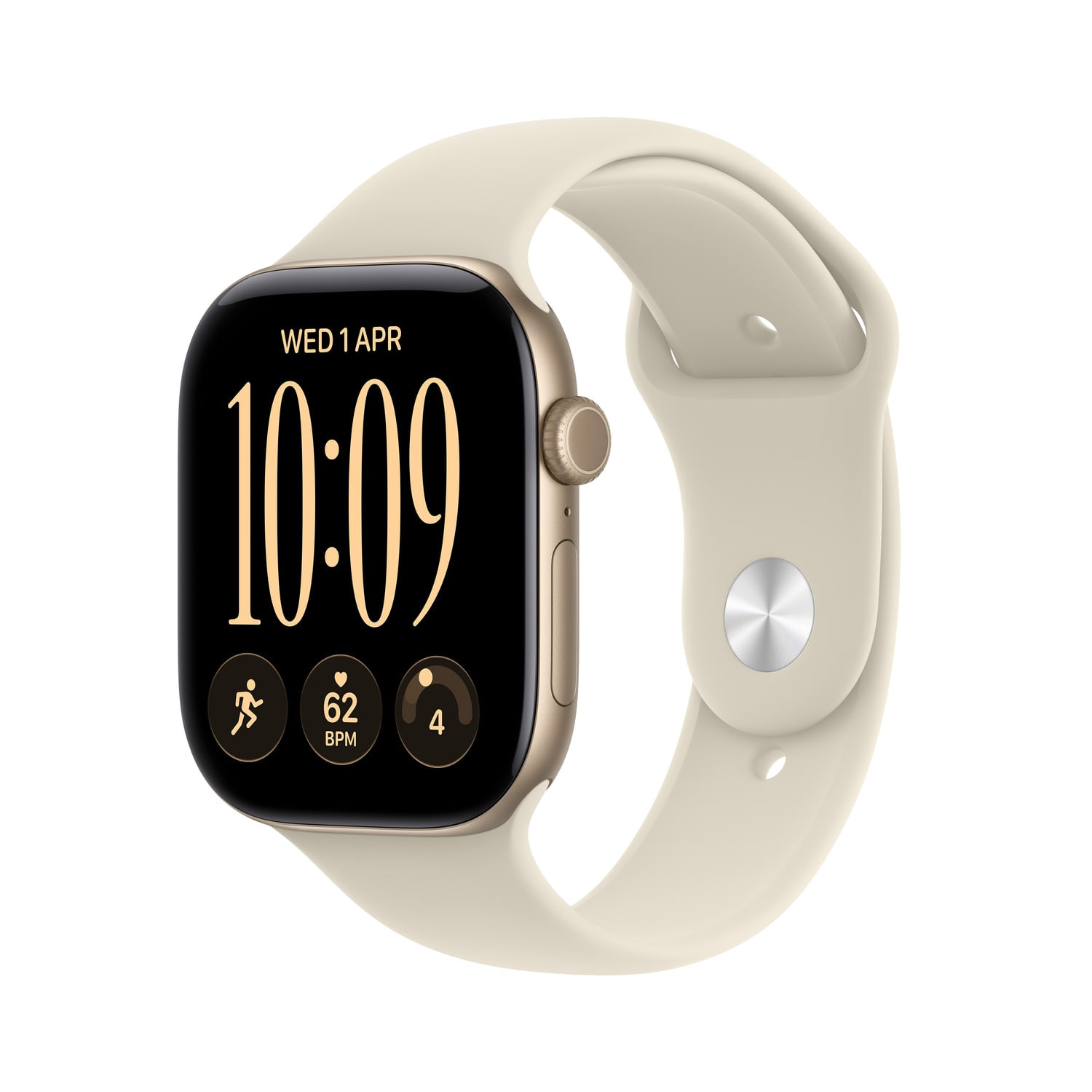 Apple Watch Series 12 GPS + Cellular Koperta 46mm z Aluminium w kolorze Jasnego złota z Paskiem sportowym w kolorze Piasku - M/L