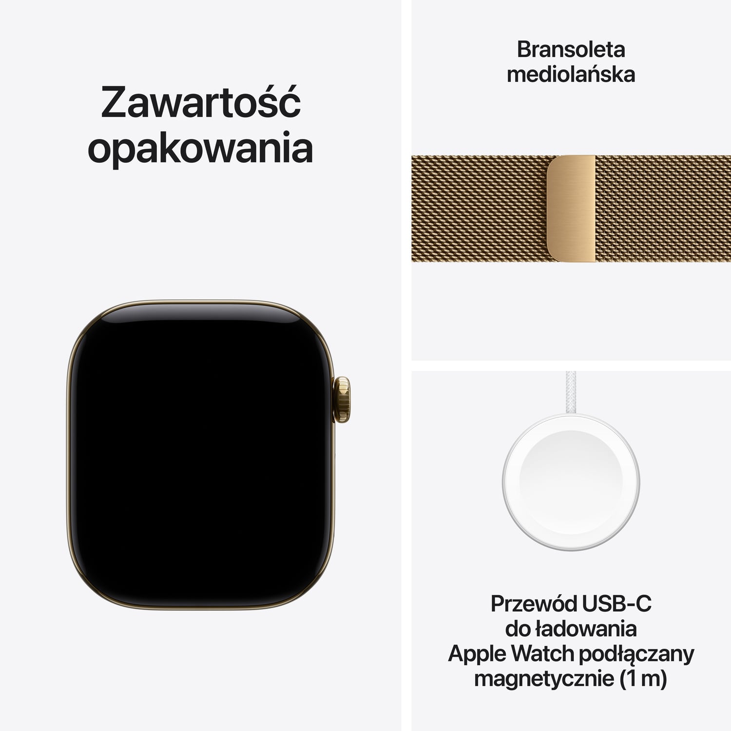 Apple Watch Series 12 GPS + Cellular Koperta 46mm z Tytanu w kolorze Żywego złota z Bransoletą mediolańską w kolorze Żywego złota - M/L - zestaw