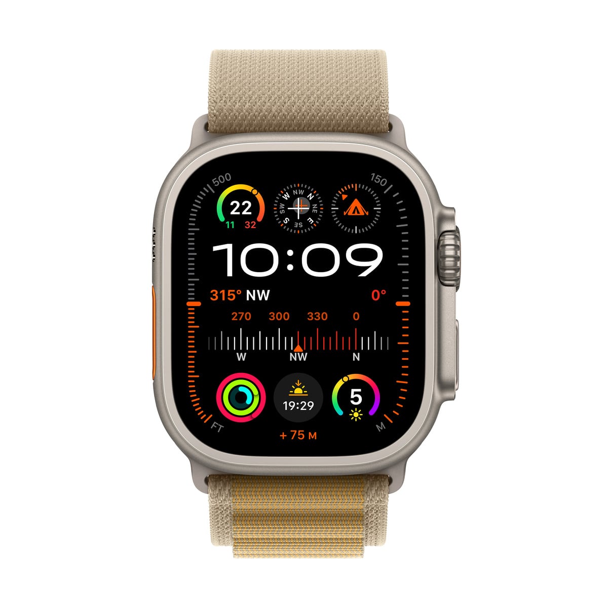 Apple Watch Ultra 2 GPS + Cellular Koperta 49mm z Tytanu w kolorze Naturalnym z Opaską Alpine w kolorze Beżowym - L - zestaw
