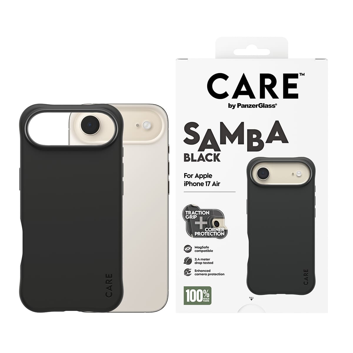 CARE by PanzerGlass Fashionable Samba Etui do iPhone 17 Air kompatybilne z MagSafe - Czarne - Zawartość opakowania