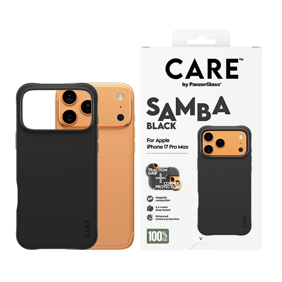 CARE by PanzerGlass Fashionable Samba Etui do iPhone 17 Pro Max kompatybilne z MagSafe - Czarne - Zawartość opakowania