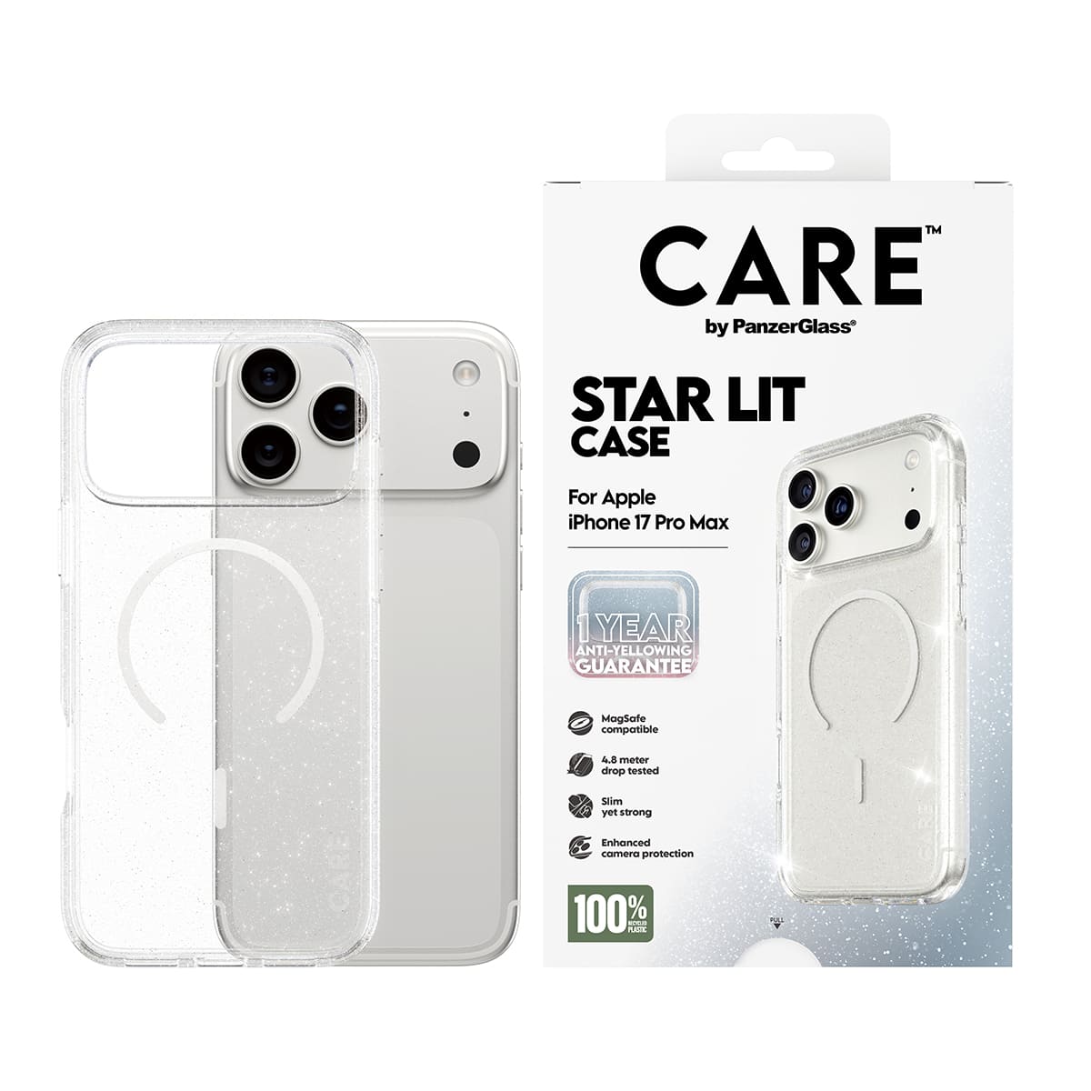 CARE by PanzerGlass Flagship Urban Explorer Etui do iPhone 17 Pro Max z białym MagSafe - Star Lit - Zawartość opakowania