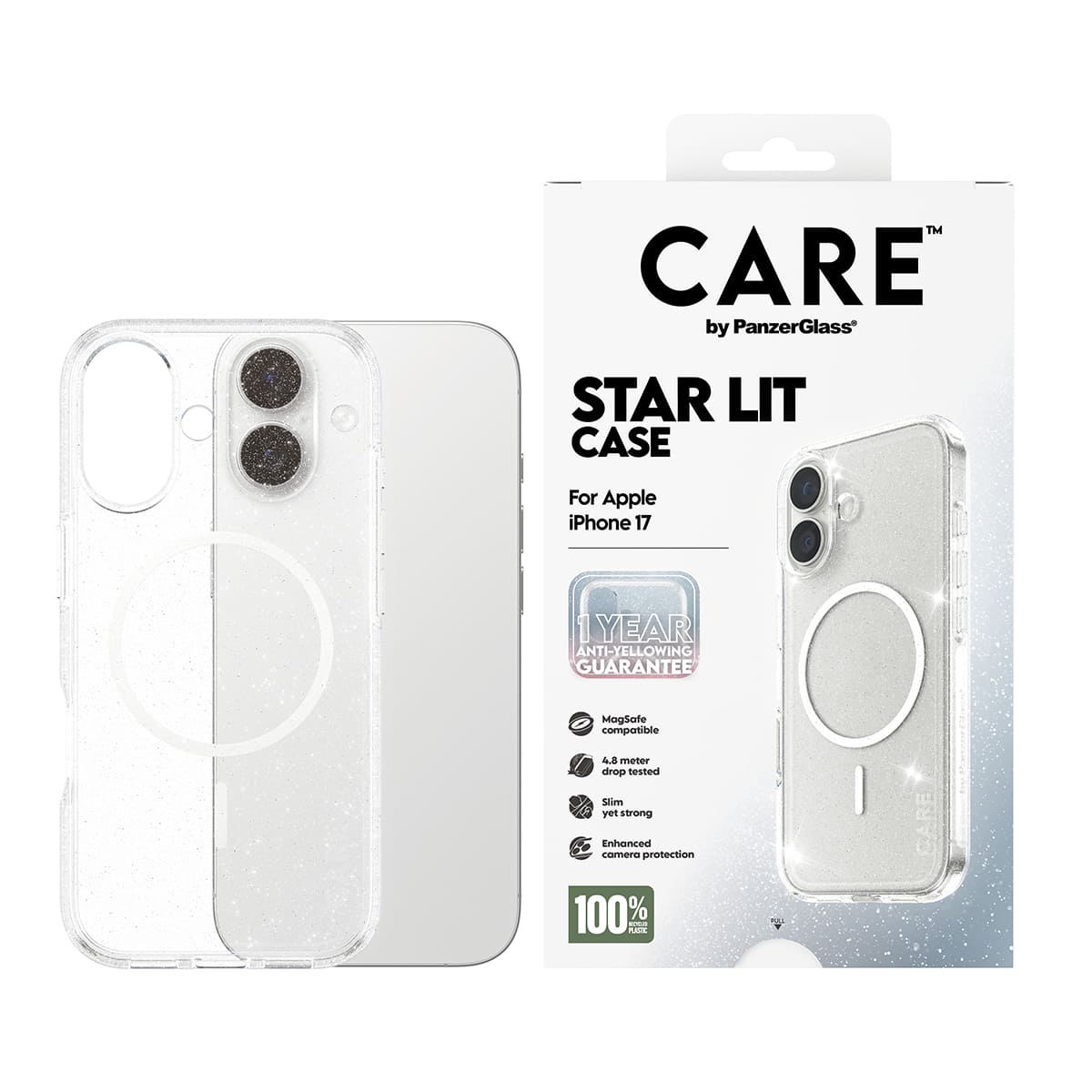 CARE by PanzerGlass Flagship Urban Explorer Etui do iPhone 17 z białym MagSafe - Star Lit - Zawartość opakowania