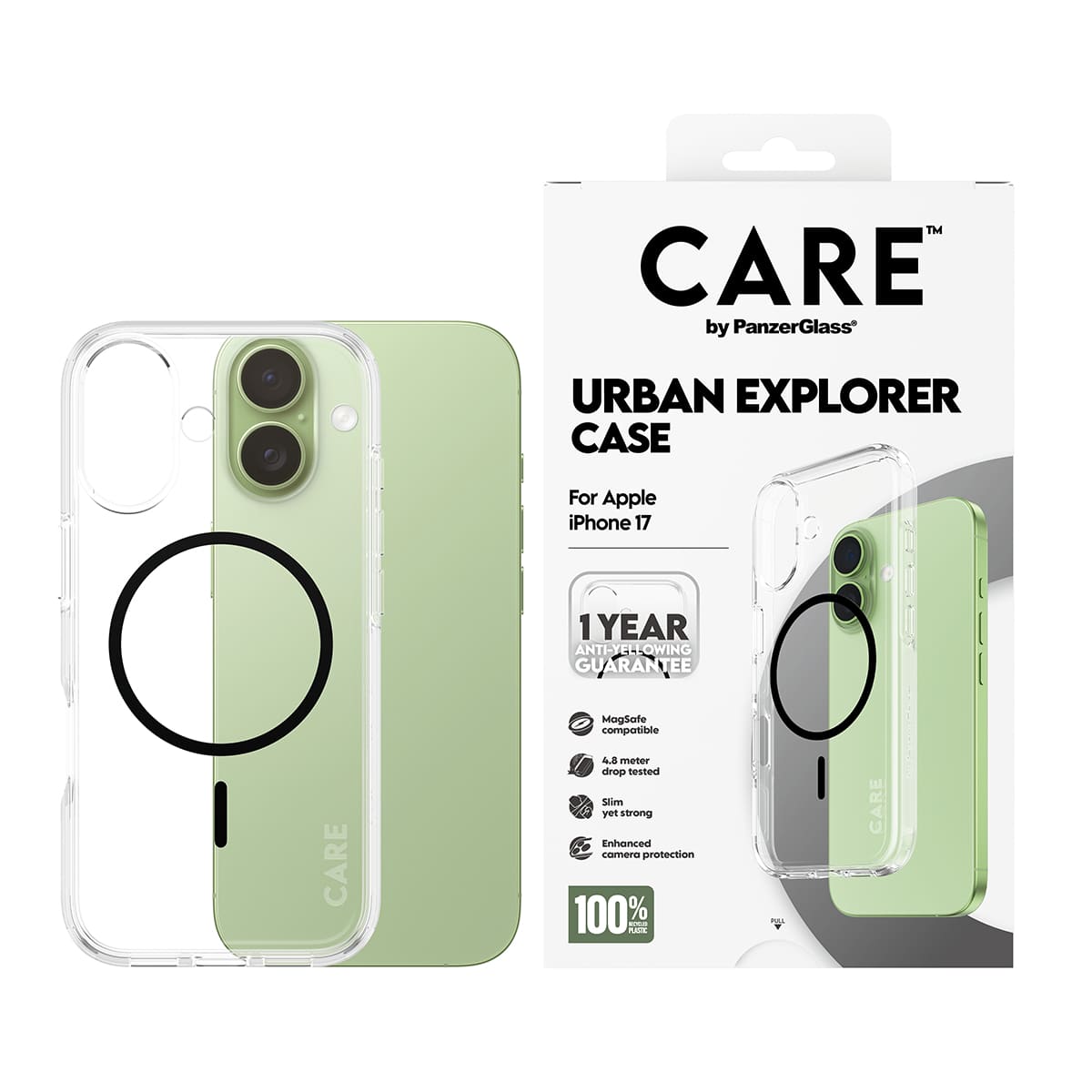 CARE by PanzerGlass Flagship Urban Explorer Etui do iPhone 17 z czarnym MagSafe - Przezroczyste - Zawartość opakowania