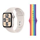 Apple Watch SE 2-gen. GPS Koperta 44mm z Aluminium w kolorze Księżycowej poświaty z Paskiem sportowym w kolorze Księżycowej poświaty - rozmiar S/M + Pasek sportowy w kolorze Pride Edition - rozmiar S/M/L - FRE43QA/V2