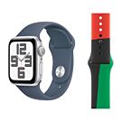 Apple Watch SE 2-gen. GPS Koperta 44mm z Aluminium w kolorze Srebrnym z Paskiem sportowym w kolorze Sztormowego błękitu - rozmiar S/M + Pasek sportowy w kolorze Black Unity - rozmiar S/M/L - FREC3QA/V1
