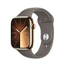 Apple Watch Series 9 GPS + Cellular Koperta 45mm ze Stali nierdzewnej w kolorze Złotym z Paskiem sportowym w kolorze Popielaty brąz - rozmiar M/L - MRMT3QP/A