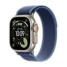 Apple Watch Ultra 3 GPS + Cellular Koperta 49mm z Tytanu w kolorze Naturalnym z Opaską Trail w kolorze niebieskim/jaskrawoniebieskim - M/L - MEWU4QP/A