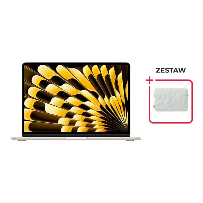 Apple MacBook Air 13 M3 8-core CPU + 10-core GPU / 16GB / 512GB SSD / Klawiatura US / Księżycowa poświata (Starlight) + Tomtoc Terra-A27 Pikowany pokrowiec - Jeziorny błękit (Lakeshore) - MXCY3/A/US/BF2 - zdjęcie 1 z 10