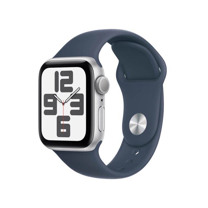 Apple Watch SE 2-gen. GPS Koperta 40mm z Aluminium w kolorze Srebrnym z Paskiem sportowym w kolorze Sztormowego błękitu - rozmiar M/L – Outlet - FRE23QA/A/W328 - zdjęcie 1 z 8