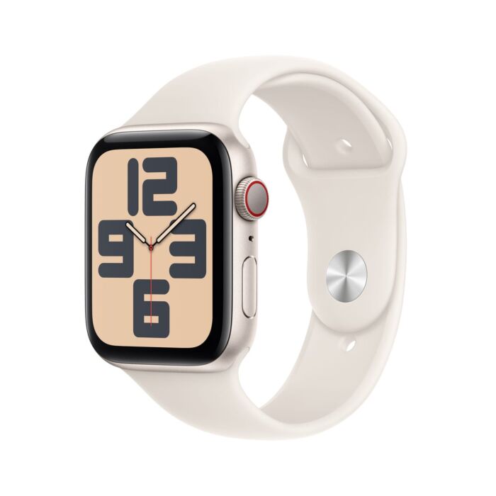 Apple Watch SE GPS + Cellular Koperta 44mm z Aluminium w kolorze Księżycowej poświaty z Paskiem sportowym w kolorze Księżycowej poświaty - M/L – Outlet - MXGU3ET/A/W339 - zdjęcie 1 z 7