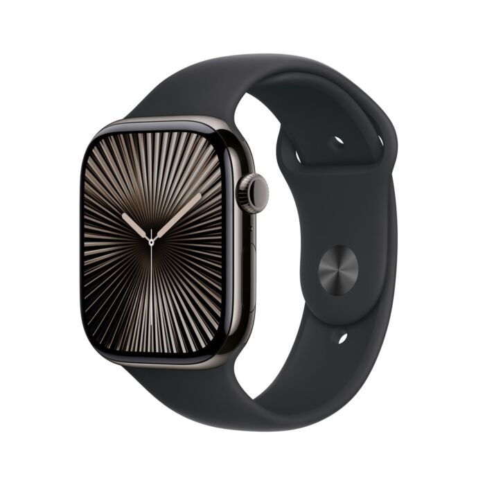 Apple Watch Series 10 GPS + Cellular Koperta 46mm z Tytanu w kolorze Łupku z Paskiem sportowym w kolorze Czarnym - M/L – Outlet - FWYE3LWA/W420 - zdjęcie 1 z 9