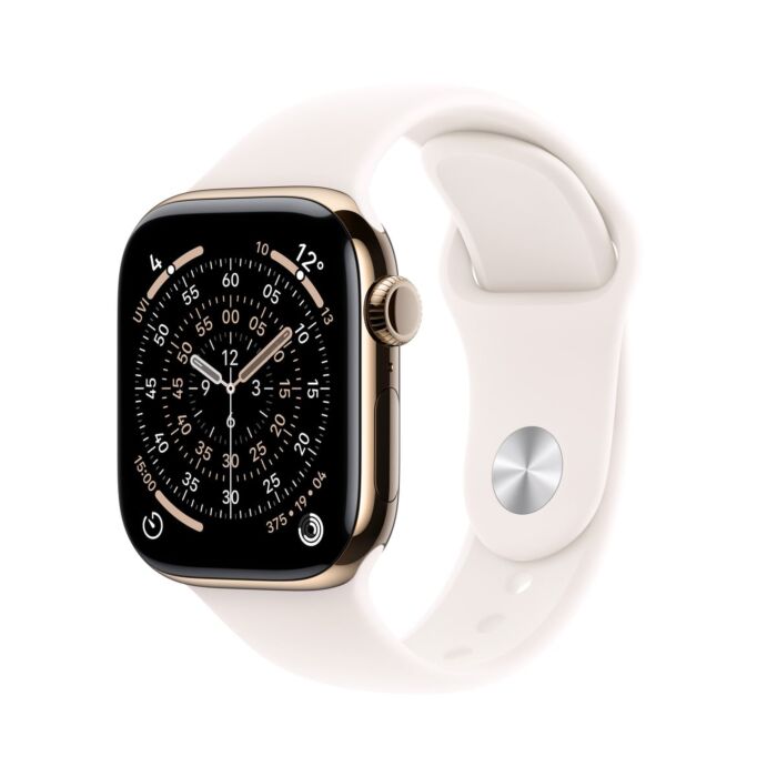 Apple Watch Series 11 GPS + Cellular Koperta 42mm z Tytanu w kolorze Złotym z Paskiem sportowym w kolorze Łagodnego różu - M/L - MF8X4MP/A - zdjęcie 1 z 8