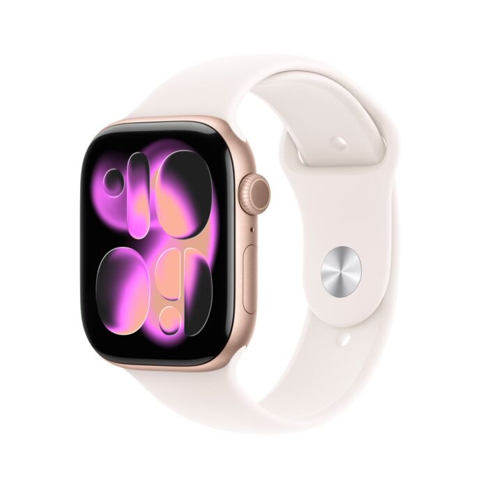 Apple Watch Series 11 GPS Koperta 42mm z Aluminium w kolorze Różowego złota z Paskiem sportowym w kolorze Łagodnego różu - S/M - Outlet - MEU04MP/A/W306 - zdjęcie 1 z 8