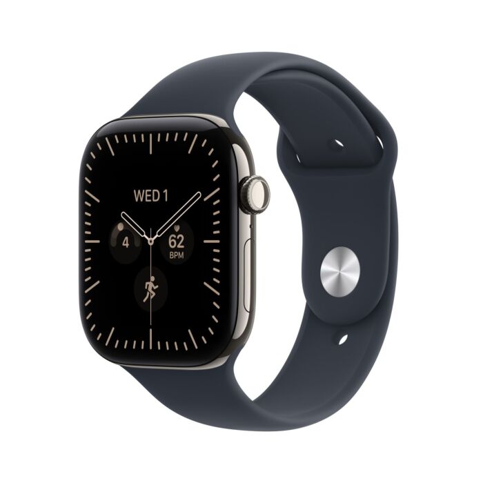 Apple Watch Series 12 GPS + Cellular Koperta 46mm z Tytanu w kolorze Naturalnym z Paskiem sportowym w kolorze Granatu - M/L - MJGN4MP/A - zdjęcie 1 z 8