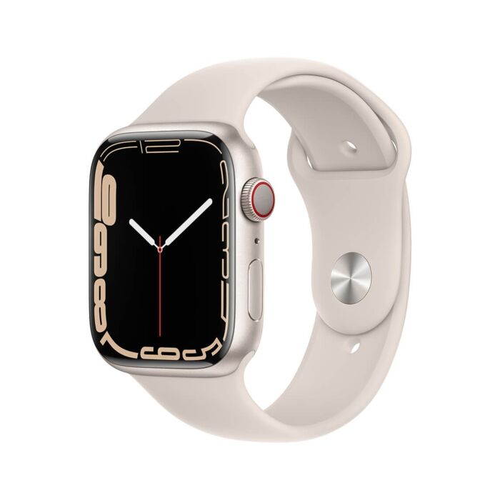 Apple Watch Series 7 45mm GPS + Cellular (LTE) Koperta z aluminium w kolorze księżycowej poświaty z paskiem sportowym w kolorze księżycowej poświaty - MKJQ3WB/A - zdjęcie 1 z 2