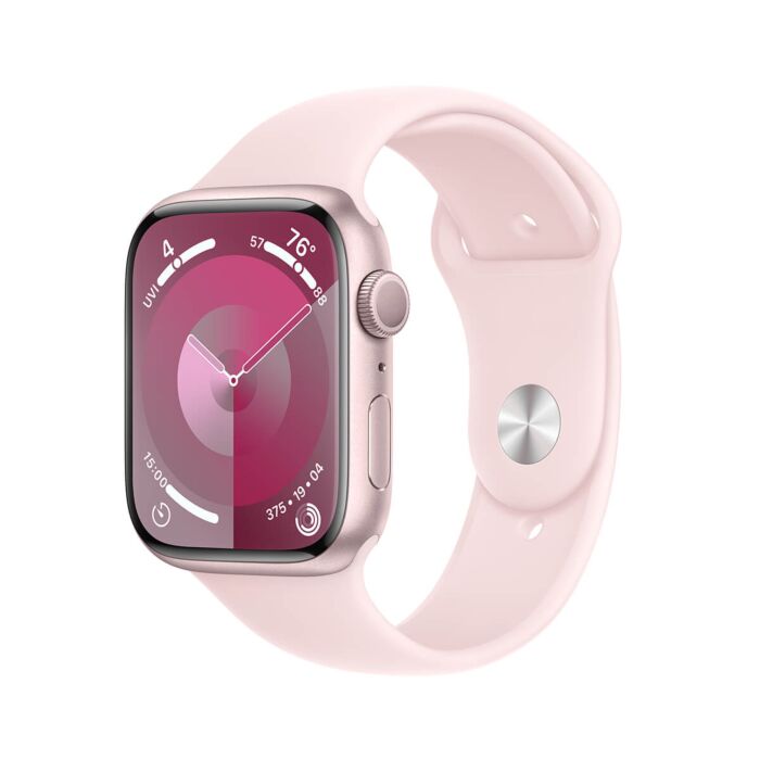 Apple Watch Series 9 GPS Koperta 45mm z Aluminium w kolorze Różowym z Paskiem sportowym w kolorze Jasnoróżówym - rozmiar M/L - Outlet - FR9H3LW/A/W370 - zdjęcie 1 z 8