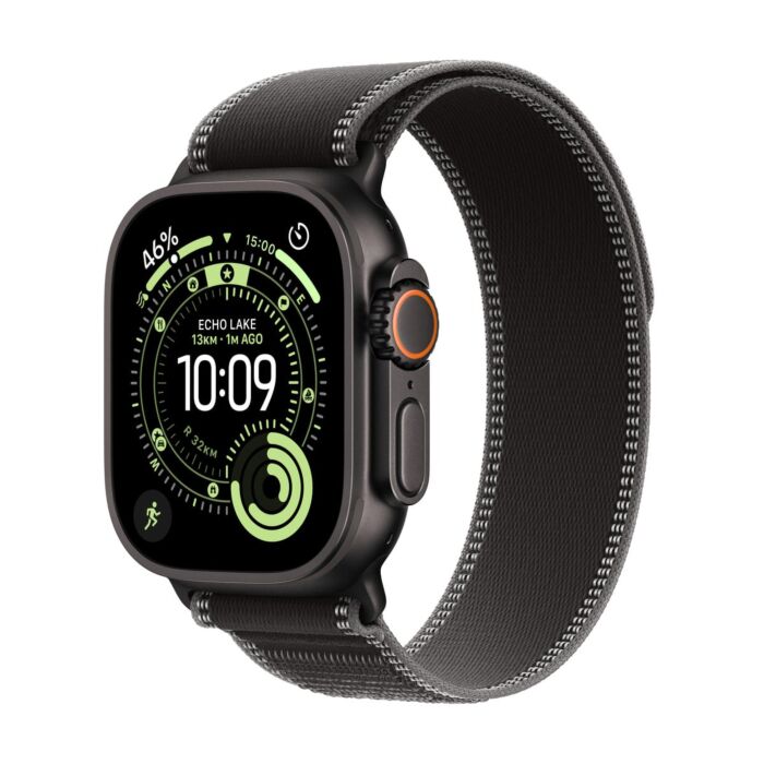 Apple Watch Ultra 3 GPS + Cellular Koperta 49mm z Tytanu w kolorze Czarnym z Opaską Trail w kolorze czarnym/węgla drzewnego - M/L – Outlet - MF1H4QP/A/W280 - zdjęcie 1 z 7