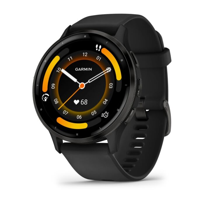 Garmin Venu 3 Smartwatch z kopertą 45mm Bezel w kolorze łupka ze stali nierdzewnej z czarną kopertą i silikonowym paskiem - Outlet - 010-02784-01/W380 - zdjęcie 1 z 8