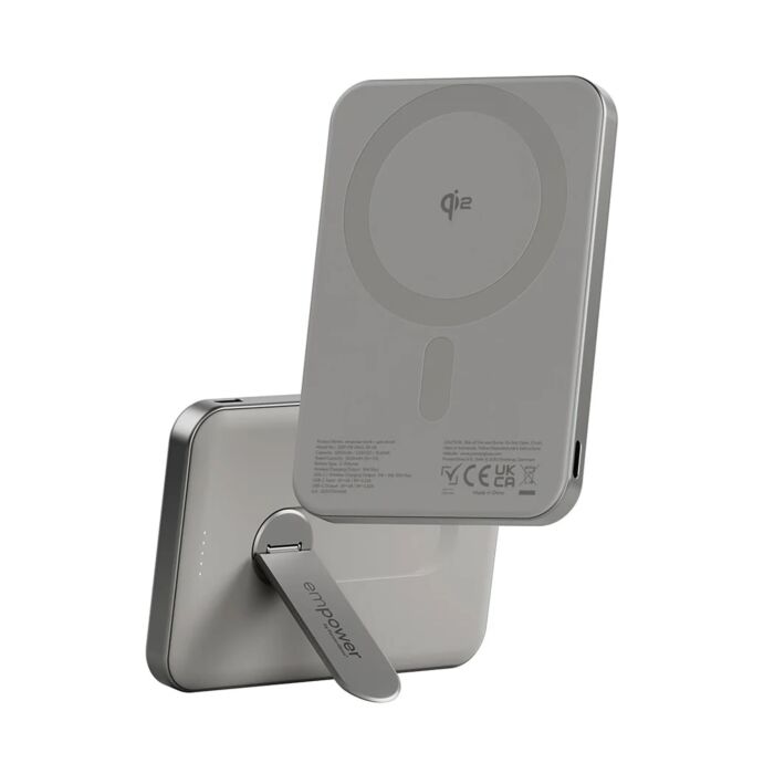 PanzerGlass Empower Powerbank magnetyczny 5000mAh z podstawką kompatybilny z MagSafe - Tytanowy - PAN001362 - zdjęcie 1 z 3