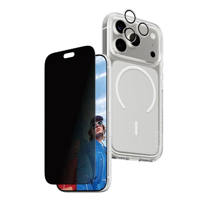 PanzerGlass Zestaw 3w1 Szkło prywatyzujące + szkło na obiektyw + CARE by PanzerGlass Flagship etui do iPhone 18 Pro - Przezroczyste - PAN001661 - zdjęcie 1 z 4