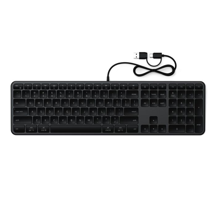 Satechi Slim LX3 Klawiatura USB-C / USB-A z układem numerycznym i przełącznikiem trybu Mac / Windows - Gwiezdna czerń - ST-KULX3C-EN - zdjęcie 1 z 4
