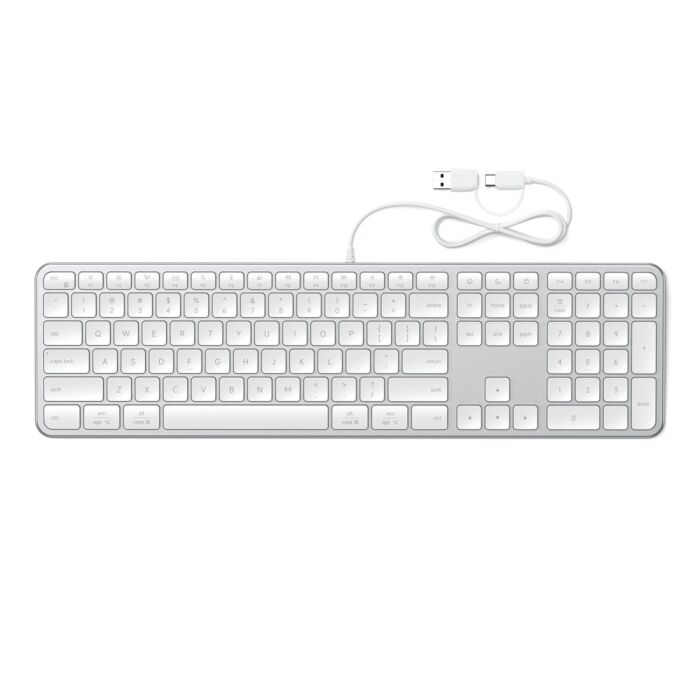 Satechi Slim LX3 Klawiatura USB-C / USB-A z układem numerycznym i przełącznikiem trybu Mac / Windows - Srebrna - ST-KULX3S-EN - zdjęcie 1 z 4