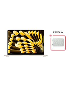 Apple MacBook Air 13 M3 8-core CPU + 10-core GPU / 16GB / 512GB SSD / Klawiatura US / Księżycowa poświata (Starlight) + Tomtoc Terra-A27 Pikowany pokrowiec - Jeziorny błękit (Lakeshore)