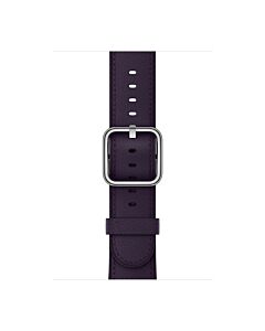 Apple Skórzany pasek z klamrą klasyczną w kolorze ciemnego bakłażana do koperty 44mm / 45mm / 46mm / 49mm - rozmiar M/L - Outlet