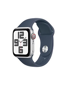Apple Watch SE 2-gen. GPS + Cellular Koperta 40mm z Aluminium w kolorze Srebrnym z Paskiem sportowym w kolorze Sztormowego błękitu - rozmiar M/L