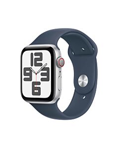 Apple Watch SE 2-gen. GPS + Cellular Koperta 44mm z Aluminium w kolorze Srebrnym z Paskiem sportowym w kolorze Sztormowego błękitu - rozmiar M/L