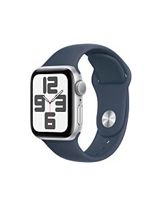 Apple Watch SE 2-gen. GPS Koperta 40mm z Aluminium w kolorze Srebrnym z Paskiem sportowym w kolorze Sztormowego błękitu - rozmiar M/L
