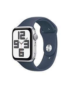 Apple Watch SE 2-gen. GPS Koperta 44mm z Aluminium w kolorze Srebrnym z Paskiem sportowym w kolorze Sztormowego błękitu - rozmiar S/M - Outlet