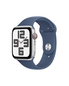 Apple Watch SE GPS + Cellular Koperta 44mm z Aluminium w kolorze Srebrnym z Paskiem sportowym w kolorze Denim - M/L