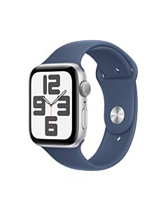 Apple Watch SE GPS Koperta 44mm z Aluminium w kolorze Srebrnym z Paskiem sportowym w kolorze Denim - M/L