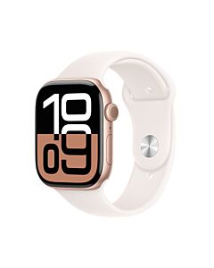 Apple Watch Series 10 GPS + Cellular Koperta 42mm z Aluminium w kolorze Różowego złota z Paskiem sportowym w kolorze Łagodnego różu - S/M