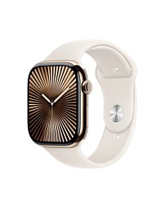 Apple Watch Series 10 GPS + Cellular Koperta 42mm z Tytanu w kolorze Złotym z Paskiem sportowym w kolorze Księżycowej poświaty - S/M