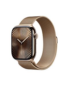 Apple Watch Series 10 GPS + Cellular Koperta 46mm z Tytanu w kolorze Złotym z Bransoletą mediolańską w kolorze Złotym - S/M