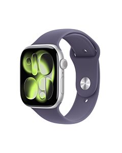 Apple Watch Series 11 GPS + Cellular Koperta 46mm z Aluminium w kolorze Srebrnym z Paskiem sportowym w kolorze Mlecznego fioletu - S/M