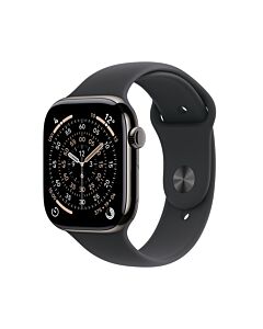Apple Watch Series 11 GPS + Cellular Koperta 46mm z Tytanu w kolorze Łupku z Paskiem Sportowym w kolorze czarnym - S/M